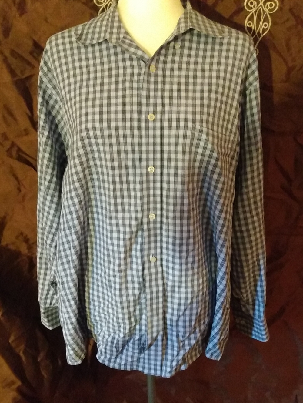 Light Blue Plaid Classic Fit Button-Up Shirt